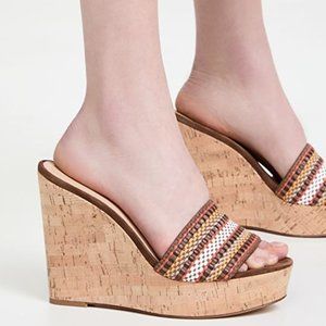 Veronica Beard Dali Multi-colored Woven Cork Wedge Sandals NWT 11